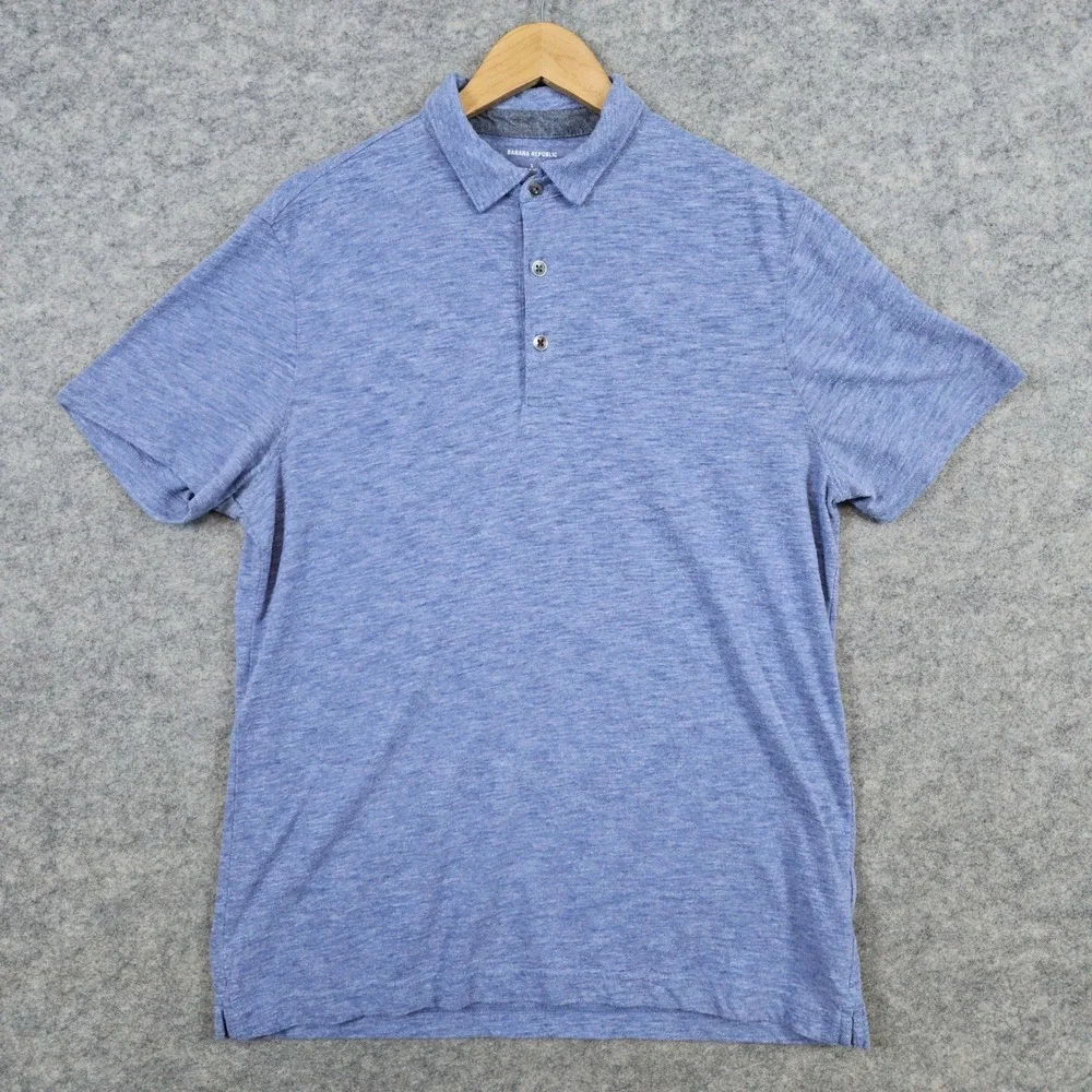 Banana Republic Men's Heathered‎ Blue Polo Shirt Size L Cotton/Polyester Blend